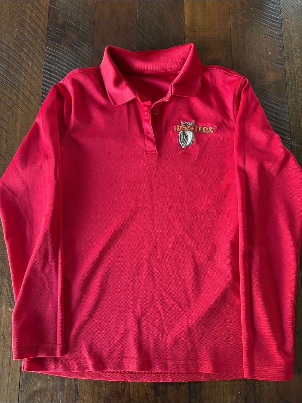 Hooters Girl Long-Sleeve Polo - Bright Red with Logo